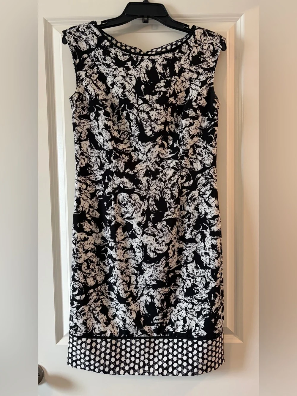 Ann Taylor Black and White Floral Sheath Dress